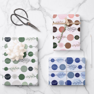 conjunto de papel de embalaje de 3 hojas de patrón