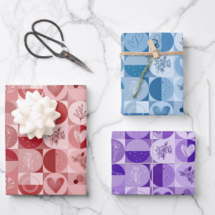 conjunto de papel de embalaje de 3 hojas de patrón