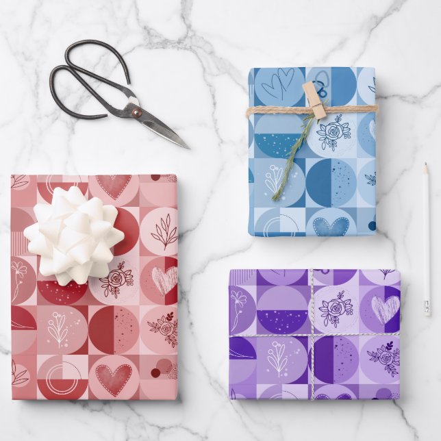 conjunto de papel de embalaje de 3 hojas de patrón (Anverso)