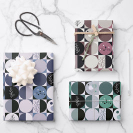 conjunto de papel de embalaje de 3 hojas de patrón