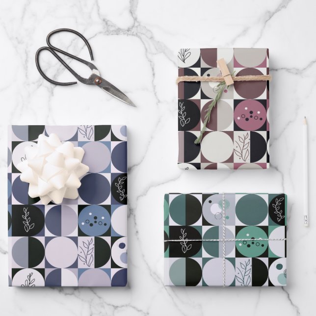 conjunto de papel de embalaje de 3 hojas de patrón (Anverso)
