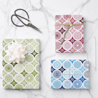 conjunto de papel de embalaje de 3 hojas patrón de