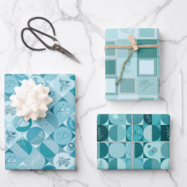 conjunto de papel de envoltura de 3 hojas diseños
