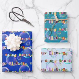 conjunto de papel de envoltura de 3 tonos de color