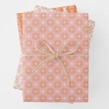 Conjunto de papel de envolver floral rosa y Naranj