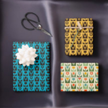 Conjunto de papel de envolvimiento modernista flor