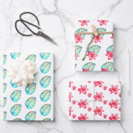 Conjunto de papel de envolvimiento tropical de 3