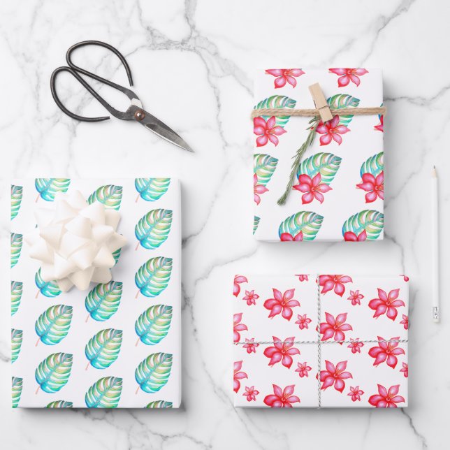 Conjunto de papel de envolvimiento tropical de 3 (Anverso)