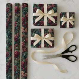 Conjunto de Papel de Regalo Art Nouveau Rosa Teal