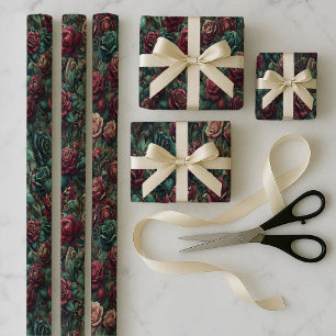 Conjunto de Papel de Regalo Art Nouveau Rosa Teal