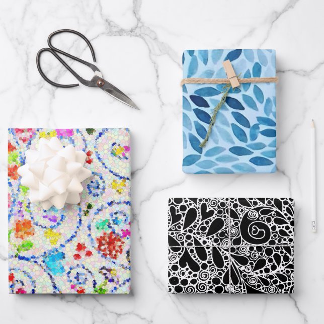 Conjunto de Papel de Regalo Artístico Mezcla y Com (Anverso)