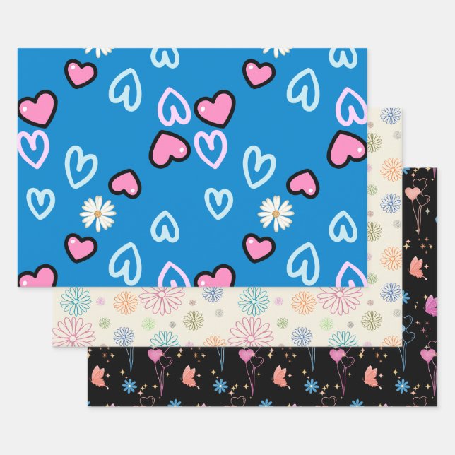 Conjunto de Papel de Regalo con Patrón Caprichoso  (Set)