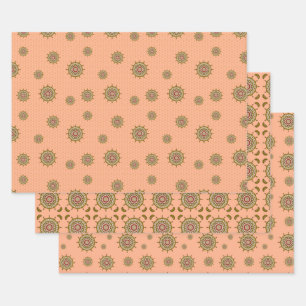 Conjunto de Papel de Regalo Mehndi Fantasy Gold