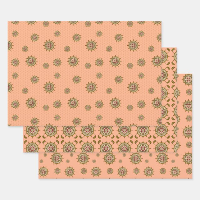 Conjunto de Papel de Regalo Mehndi Fantasy Gold (Set)