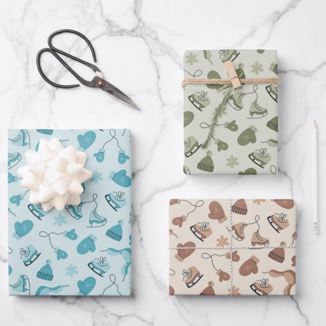 Conjunto de Papel de Regalo Patrón de Invierno Dib (Anverso)