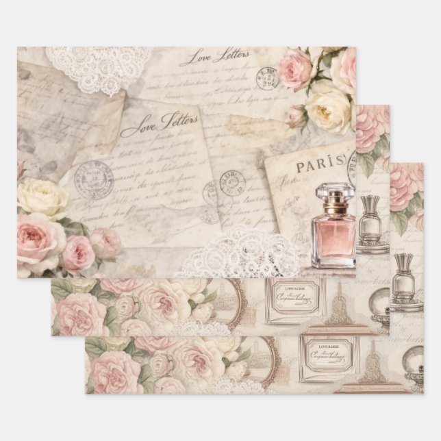 Conjunto de Papel de Regalo Shabby Chic París (Set)