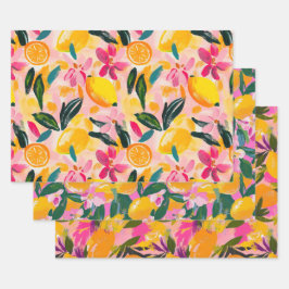 CONJUNTO DE PAPEL DECORATIVO DE CÍTRICOS Y FLORALE