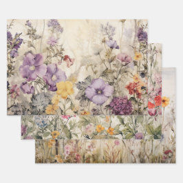 CONJUNTO DE PAPEL DECORATIVO DE FLORES SALVAJES