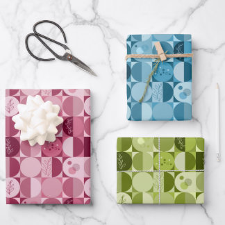 conjunto de papel envolvente de 3 hojas de diseño 