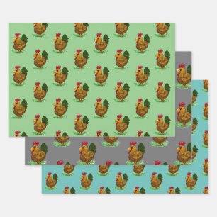 Conjunto de papel para envolver gallos, 3 estilos,