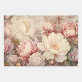 CONJUNTO DE PAPEL ROMÁNTICO SHABBY PEONY DECORATIV