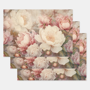 CONJUNTO DE PAPEL ROMÁNTICO SHABBY PEONY DECORATIV