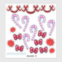 Conjunto De Pegatinas Candy Cane Y Bow