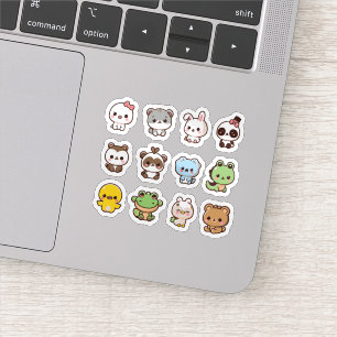 Conjunto de pegatinas de animales de la cuta kawai