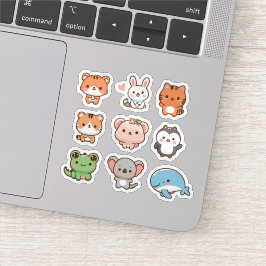 Conjunto de pegatinas de animales de la cuta kawai