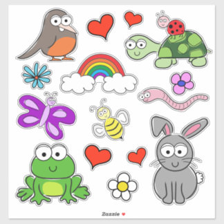 Conjunto de Pegatinas de animales de primavera de 
