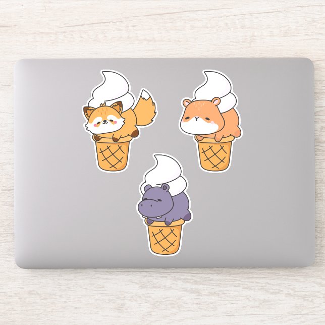 Conjunto de pegatinas de animales kawaii divertido (Subido por el creador)