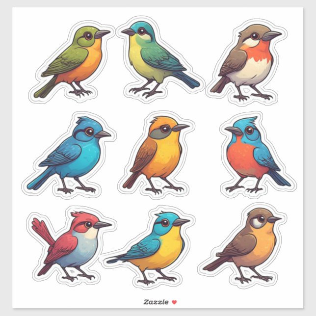Conjunto de pegatinas de aves canoras decorativas  (Hoja)