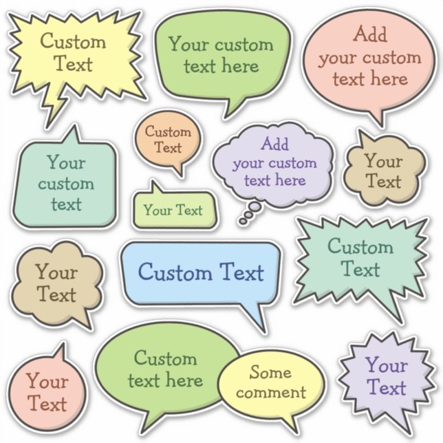 Conjunto de Pegatinas de burbujas de voz de color (Anverso)
