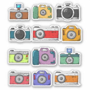Conjunto de Pegatinas de cámaras retro variadas