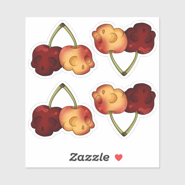 Conjunto de Pegatinas de cráneo de cerezo dulce (Hoja)