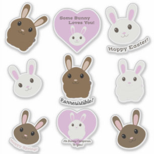 Conjunto de pegatinas de Cute Easter Bunnies