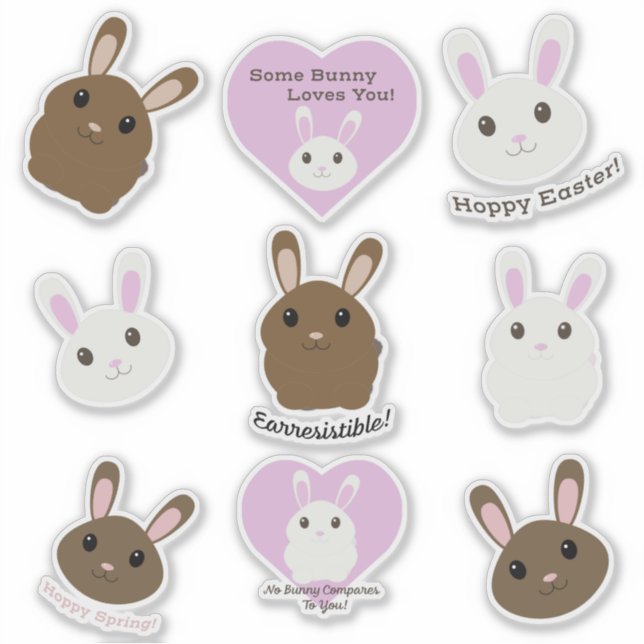 Conjunto de pegatinas de Cute Easter Bunnies (Anverso)