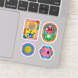 Conjunto de pegatinas de dibujos animados retro