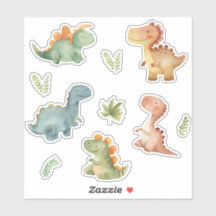 Conjunto de Pegatinas de dinosaurios cúticos