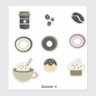 Conjunto de pegatinas de dulces cafés