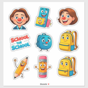 Conjunto de Pegatinas de Escuela Monas con Persona
