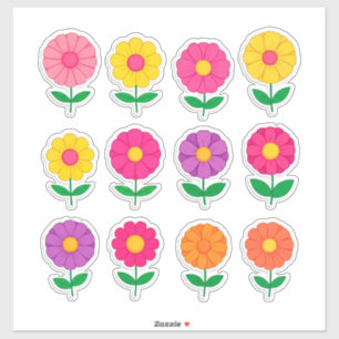 Conjunto de Pegatinas de Flores Coloridas
