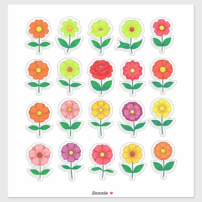Conjunto de Pegatinas de Flores Coloridas (Hoja)