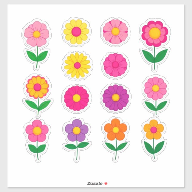 Conjunto de Pegatinas de Flores Coloridas (Hoja)