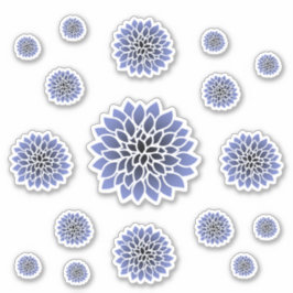 Conjunto de Pegatinas de flores de Dahlia azul
