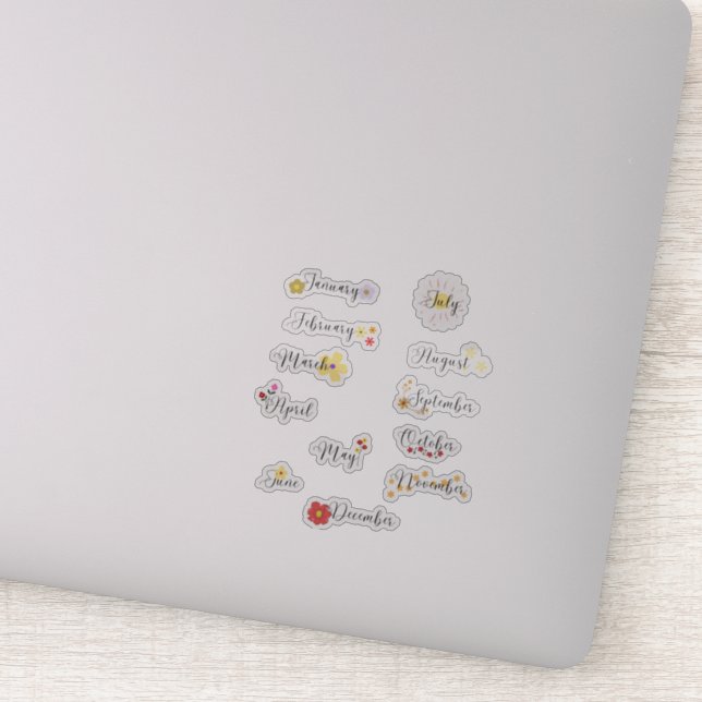 Conjunto de Pegatinas de flores de meses del año (Detalle)