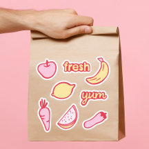 Conjunto de pegatinas de frutas y verduras de colo