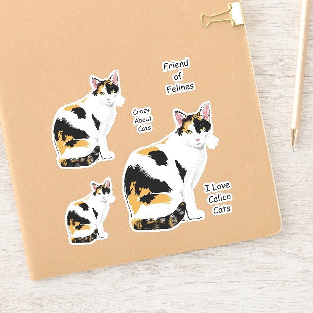 Conjunto de Pegatinas de gatos de calico (Cuaderno)