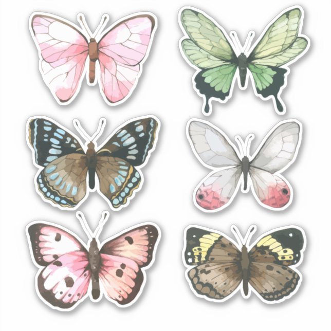 Conjunto de pegatinas de mariposas de acuarela (Anverso)