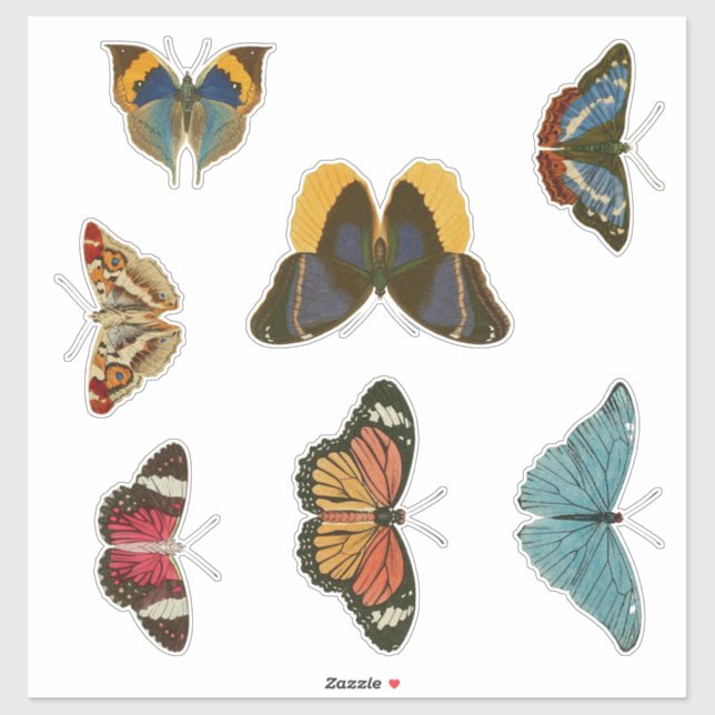 Conjunto de Pegatinas de mariposas vintage (Hoja)
